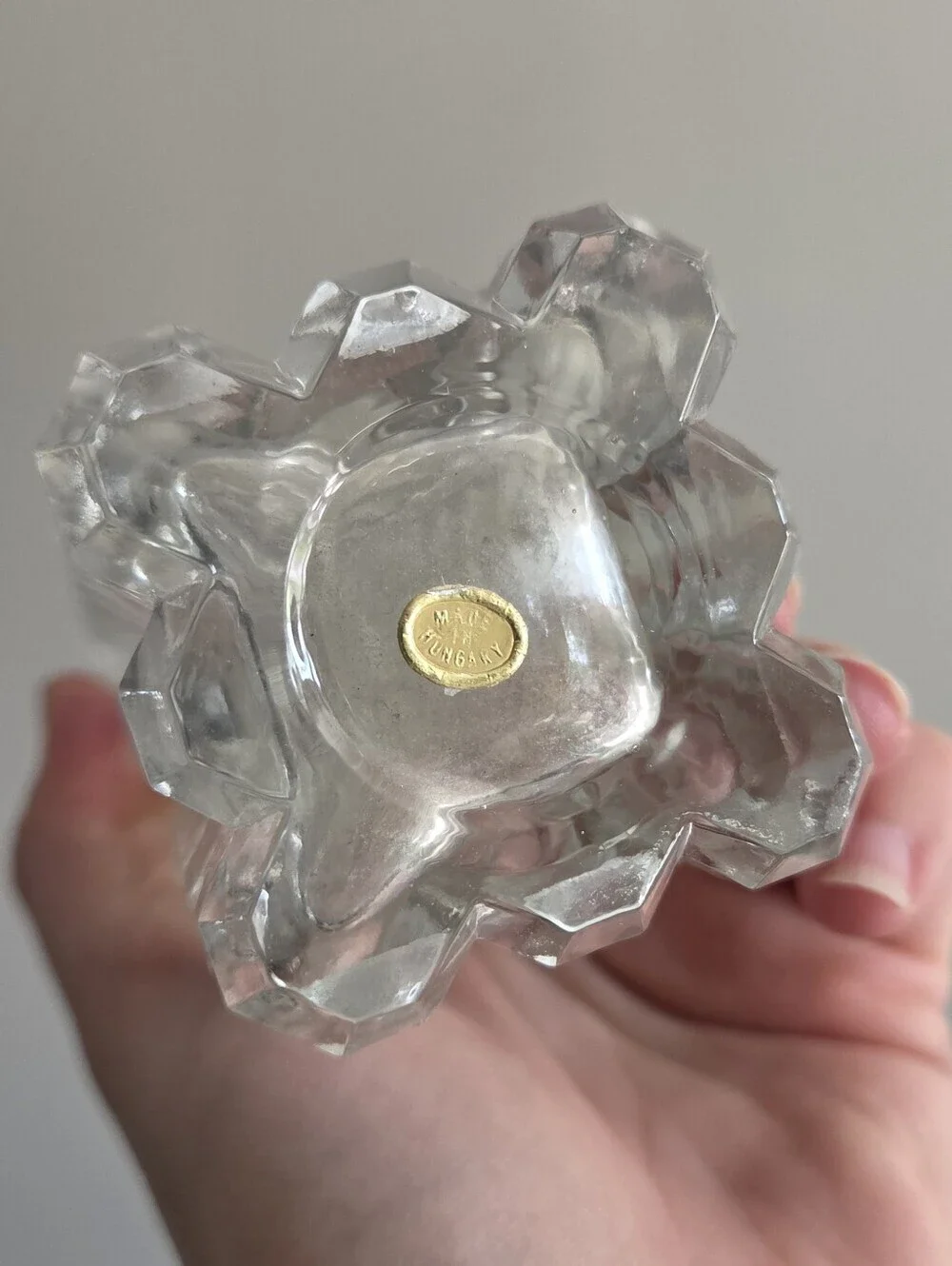 Vintage Hungarian Crystal Bud Vase 3D Checkered Pattern Heavy Clear Glass